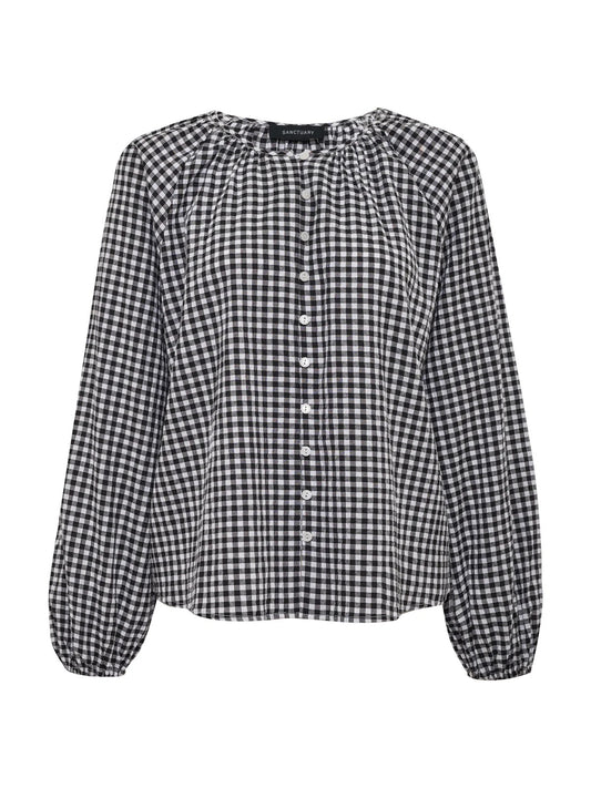 SA Perfect Gingham Button Blouse PICNIC