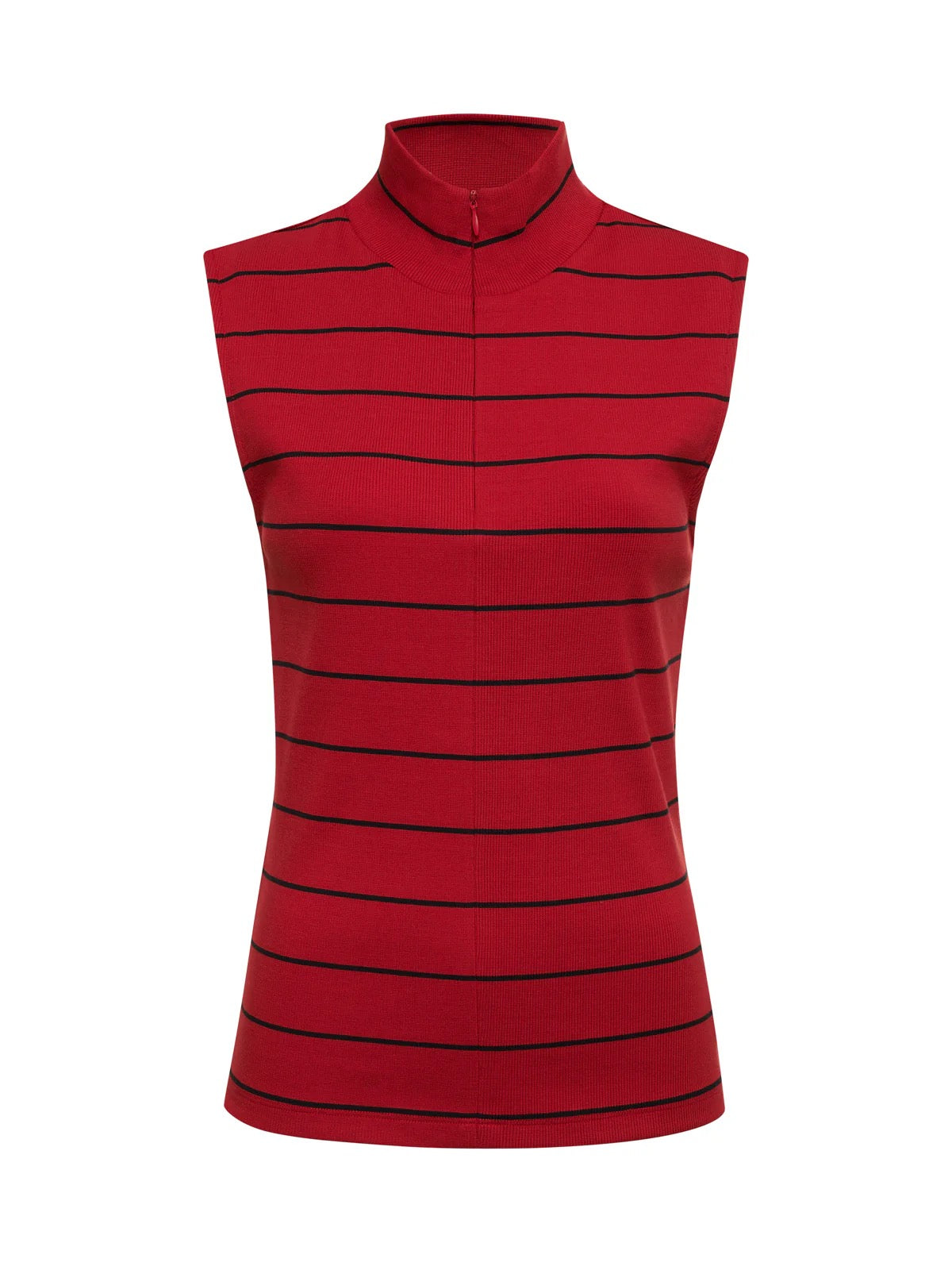 Sanctuary Sleeveless Zip Mock - RED/BLACK STRIPE