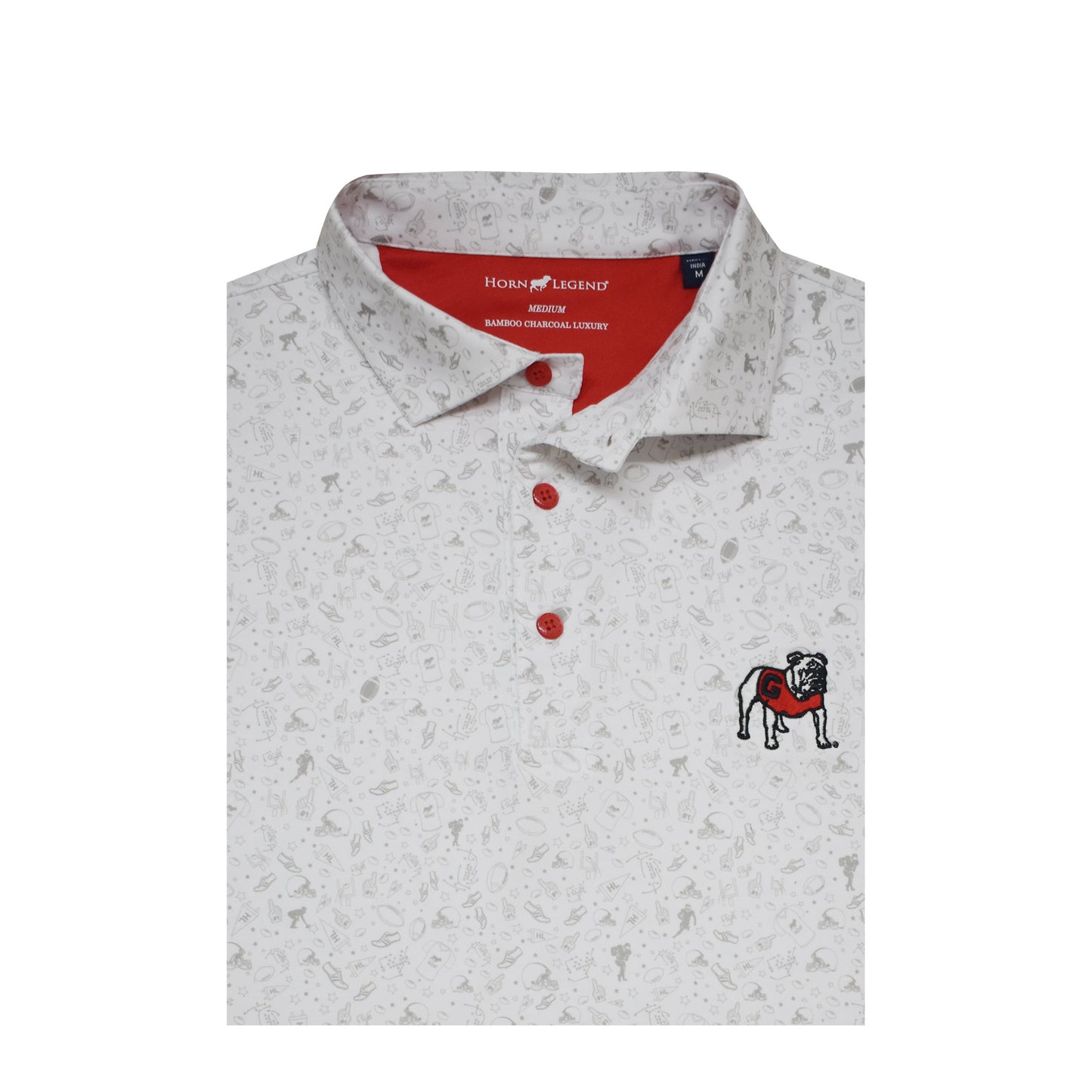 HL Football Print Polo UGA HELMET WHITE/GREY