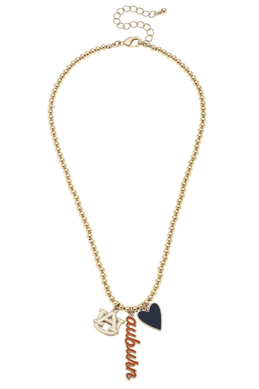 CS AUBURN Ball Bead Charm Necklace GOLD