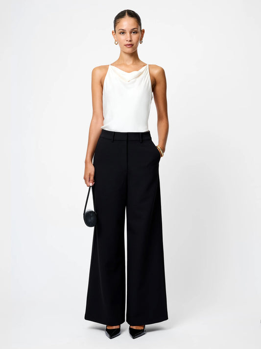 French Connection Azra Twill Wide Leg Pants - BLACK
