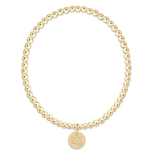 eCOLLEGIATE Classic Gold 3mm Bracelet - Auburn Disc