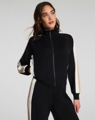 SPANX Colorblock Track Jacket - VERY BLACK/DUNE/POWDER