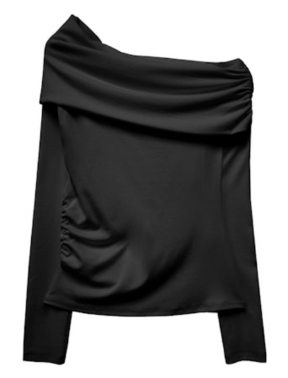 Fifteen Twenty Asymmetric One Shoulder Top - BLACK