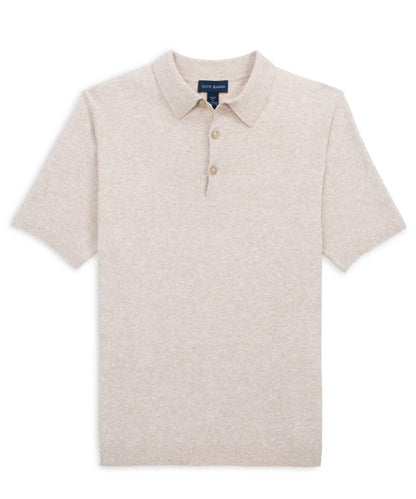 Scott Barber Fine Gauge Boucle Knit Polo 12gg - FLAX