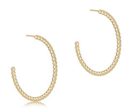 EN Beaded Classic 1.25" Post Hoop - 2mm Gold
