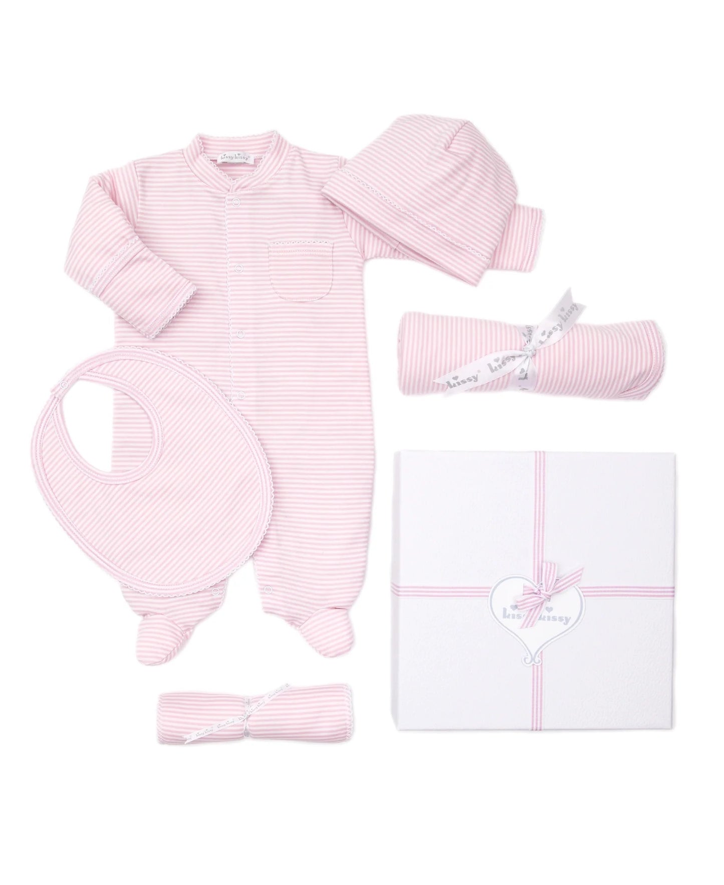 KK Simple Stripes 5PC Gift Set w/ Gift Box PINK