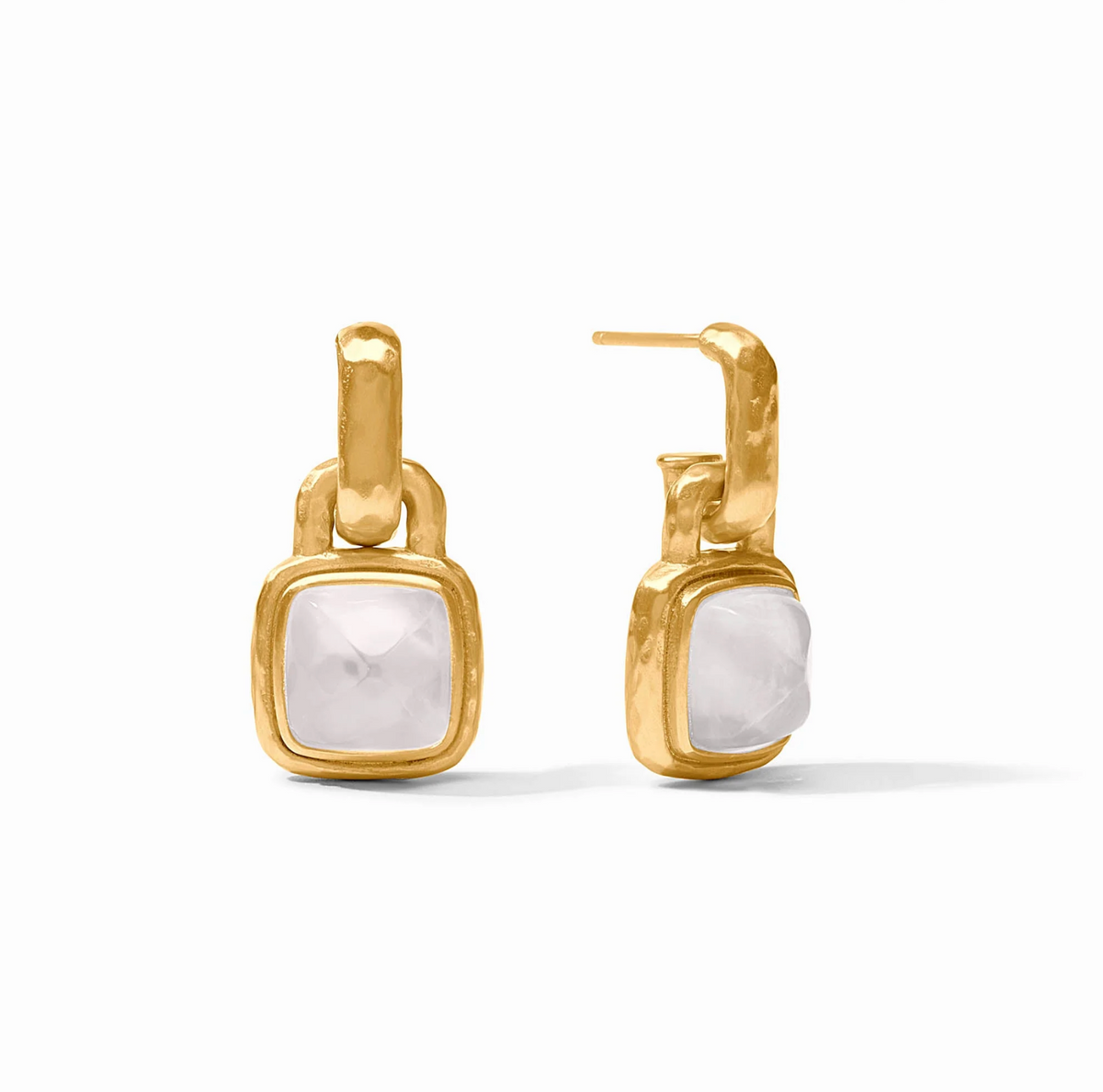 Julie Vos Sahara Hoop & Charm Earring - IRIDESCENT CLEAR CRYSTAL