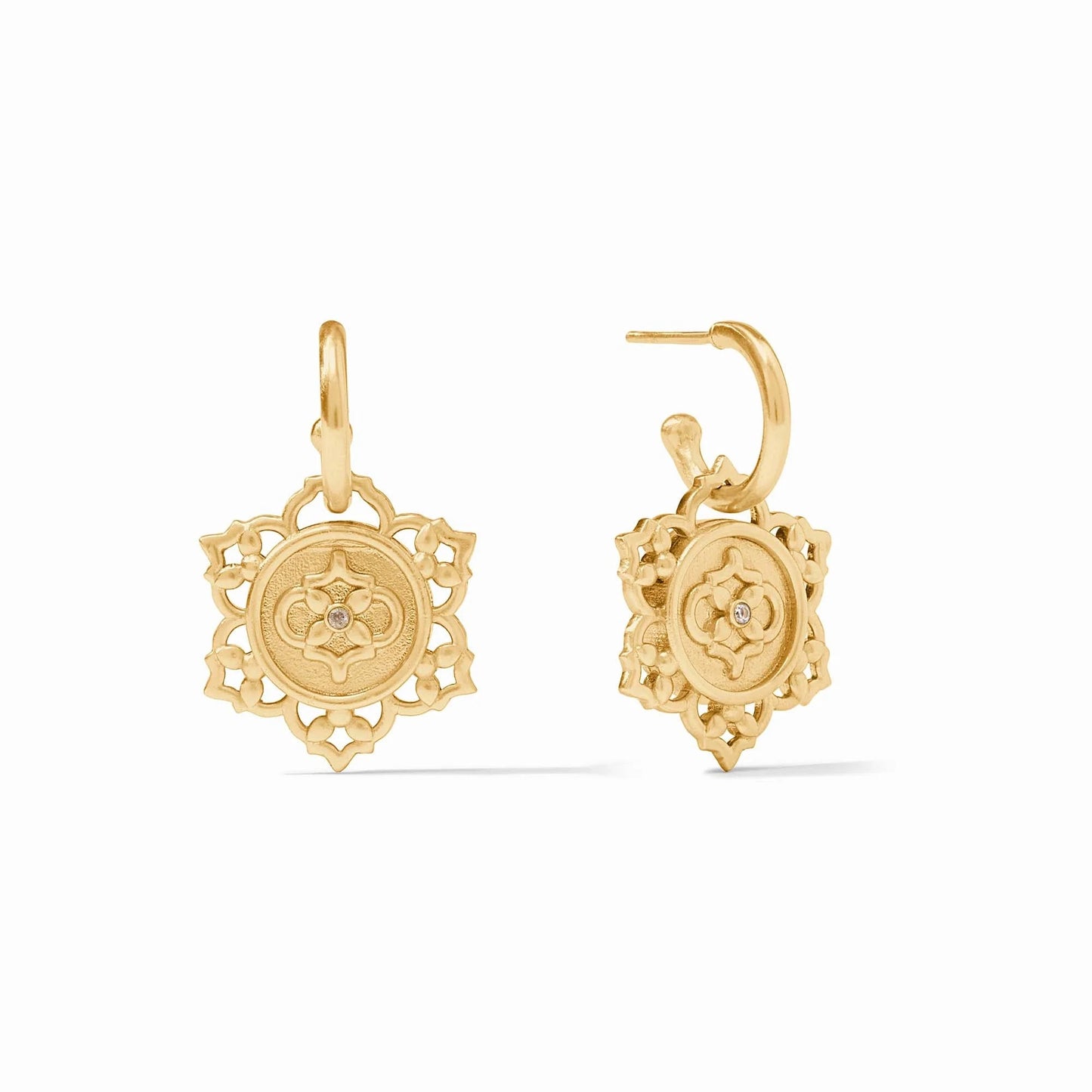 Julie Vos Helene Statement Hoop & Charm Earring GOLD