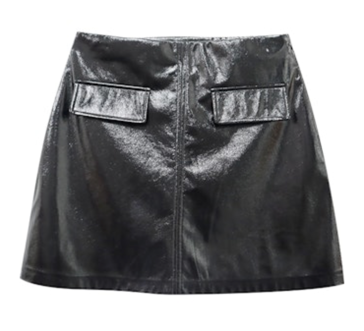Fifteen Twenty Britney Patent Faux Leather Skirt - BLACK