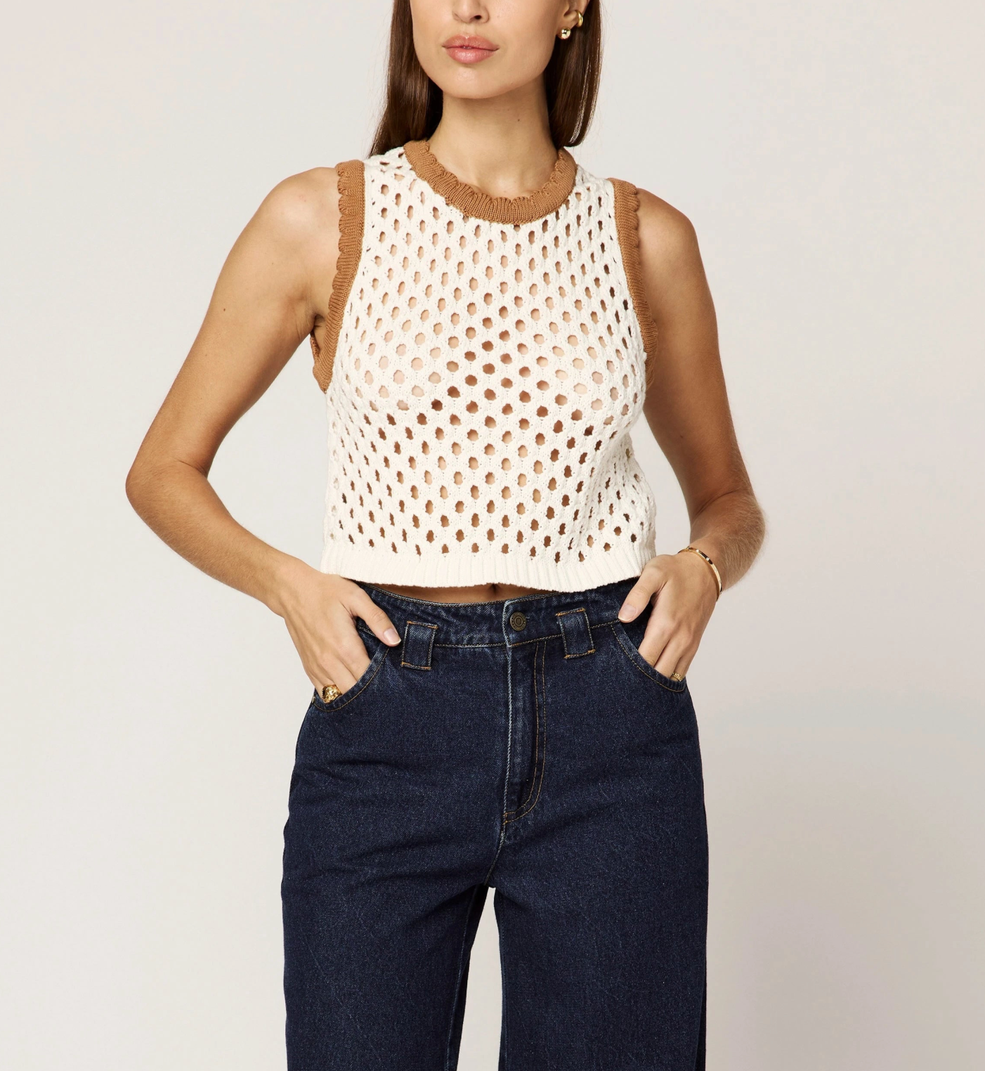 Cleobella Brownwyn Sweater Top - IVORY/BROWN