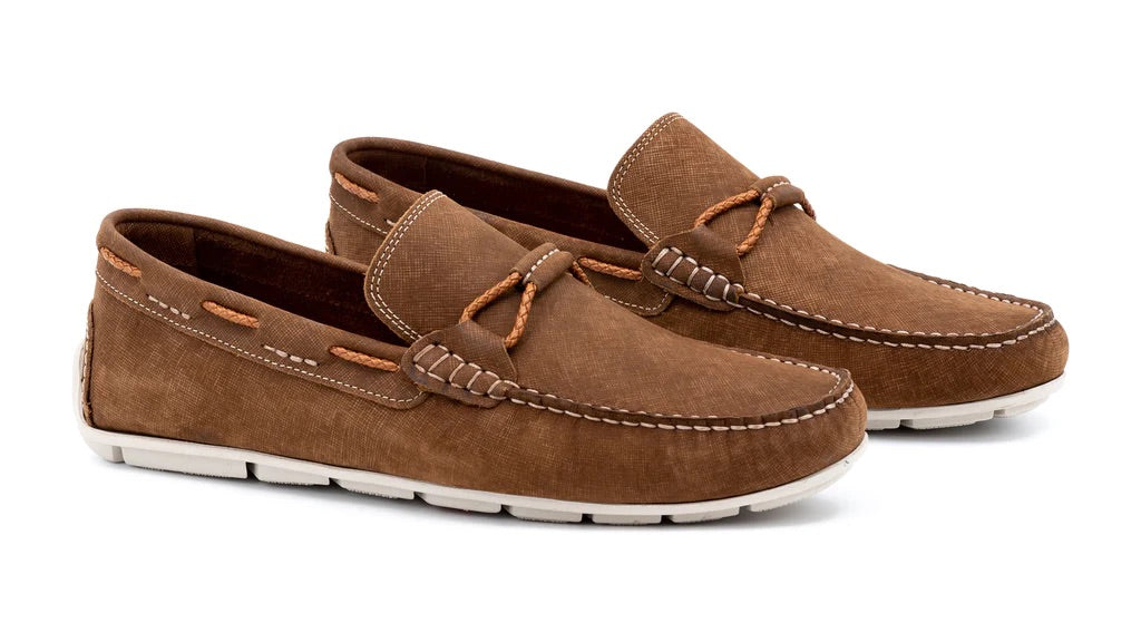 MD Water Repellent Nubuck Leather Bermuda Braided Bit - BARK