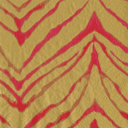 Caspari Gone Wild Cocktail Napkin - FUSHIA/GOLD