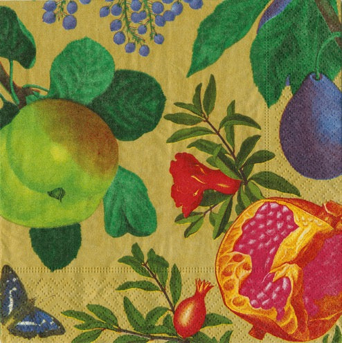 Caspari Royal Orchard Cocktail Napkin - GOLD 2
