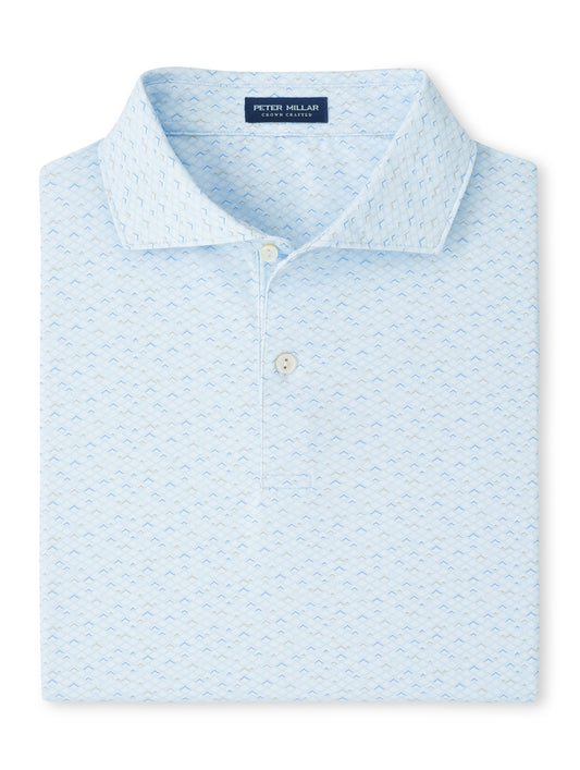 Peter Millar Crown Crafted Soprano Waves Performance Jersey Polo - BLUE BRISK