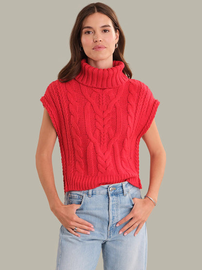 525 Maeve Cable Knit Vest - TRUE RED