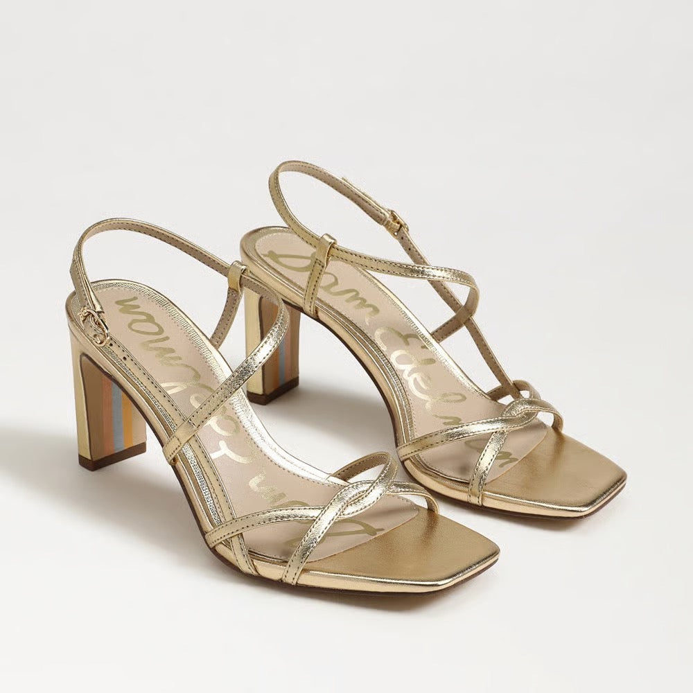 Sam Edelman Elissa Strappy Heel Sandal - GOLD LEATHER