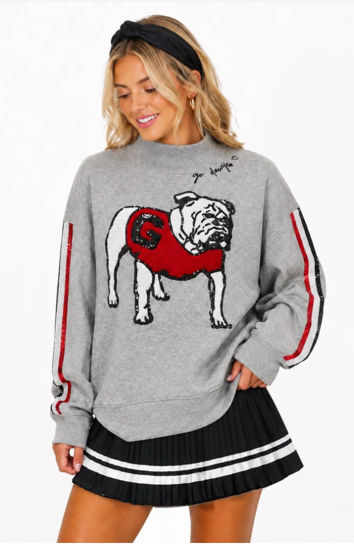 BC Georgia Mock Neck Sequin Stripe Sweatshirt