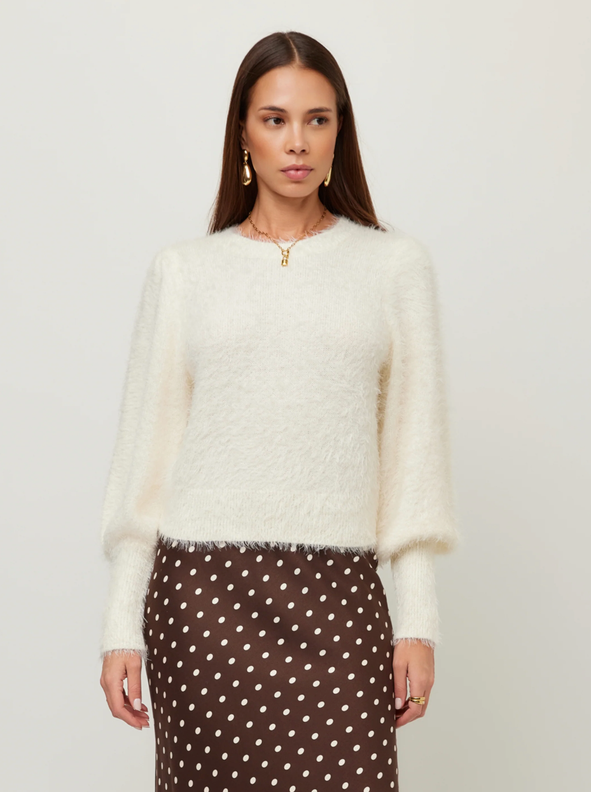 Fifteen Twenty Lia Shirred Sleeve Sweater - CREAM