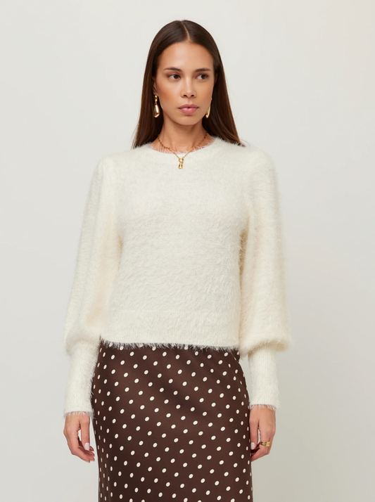 Fifteen Twenty Lia Shirred Sleeve Sweater - CREAM