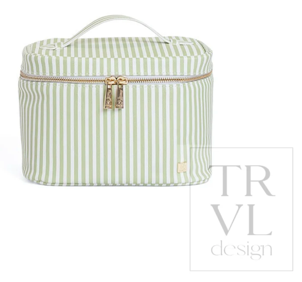 TRVL Luxe Vanity Train Case PIMLICO STRIPE SAGE