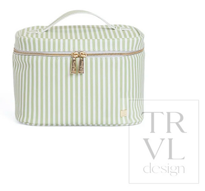 TRVL Luxe Vanity Train Case PIMLICO STRIPE SAGE