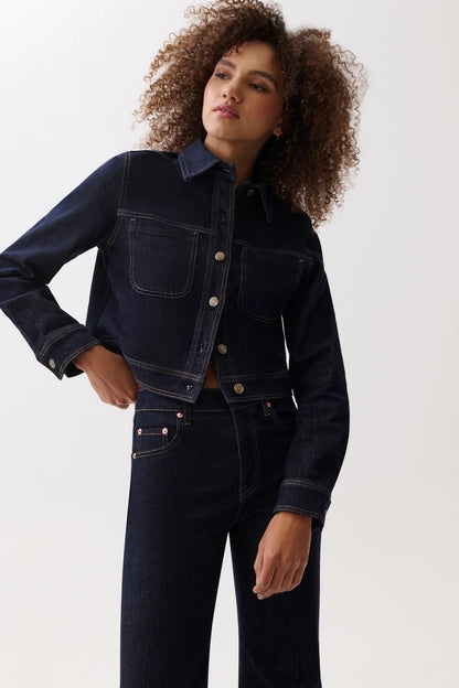 Pistola Leonie Cropped Denim Jacket - NIGHTFALL