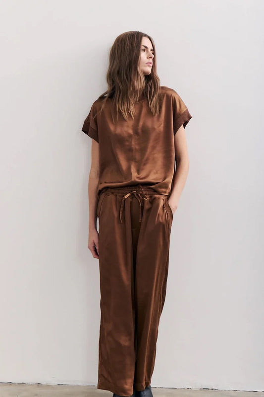 Melissa Nepton Colette Satin Pant - COFFEE