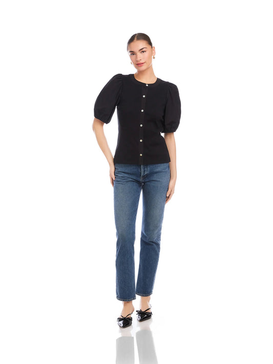 Fifteen Twenty Terryn Contrast SS Top - BLACK