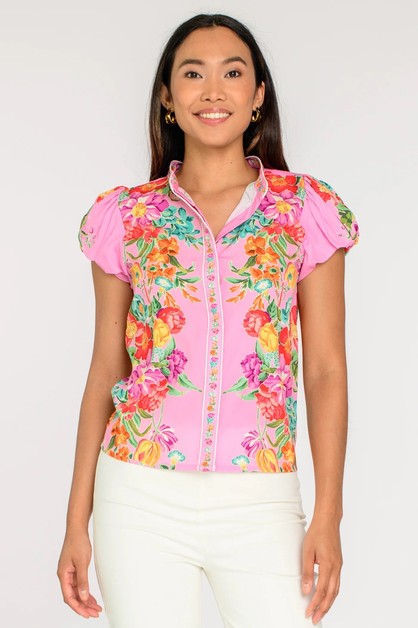 Elizabeth James SS Emily Top - TULIP TAPESTRY COTTON CANDY