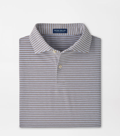 Peter Millar Crown Crafted Albatross Stripe Cotton-Blend Pique Polo - WINDY BLUE/LIGHT MOCHA