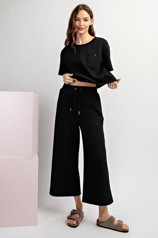 ee:some Textured Cropped Pants BLACK