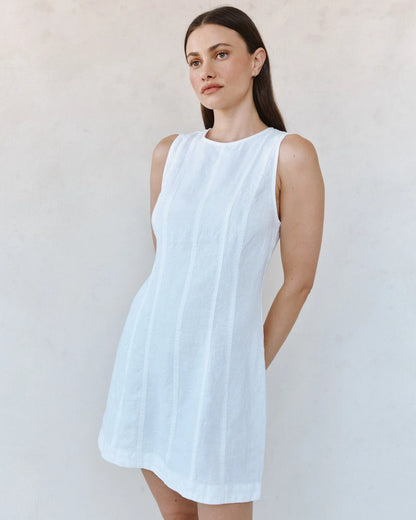 Bella Dahl Seamed Zip Back Mini Dress - WHITE