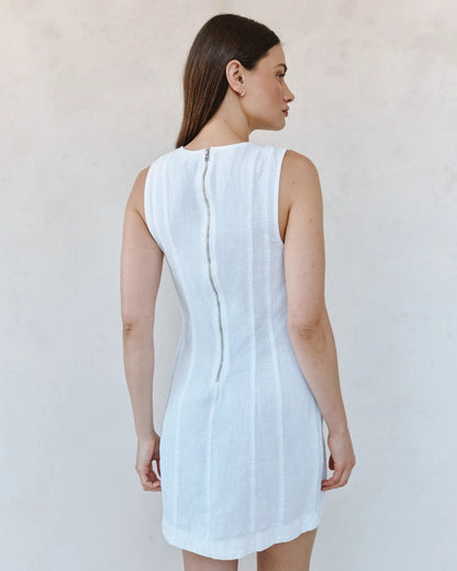 Bella Dahl Seamed Zip Back Mini Dress - WHITE