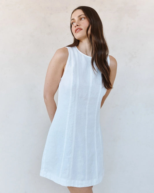 Bella Dahl Seamed Zip Back Mini Dress - WHITE