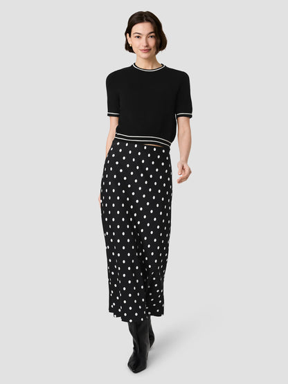 French Connection Babysoft SS Rib Stripe Top - BLACK PORCELAIN