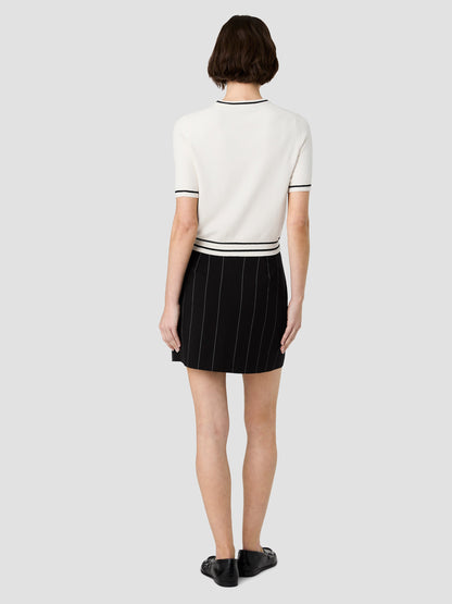 French Connection Babysoft SS Rib Stripe Top - PORCELAIN MULTI