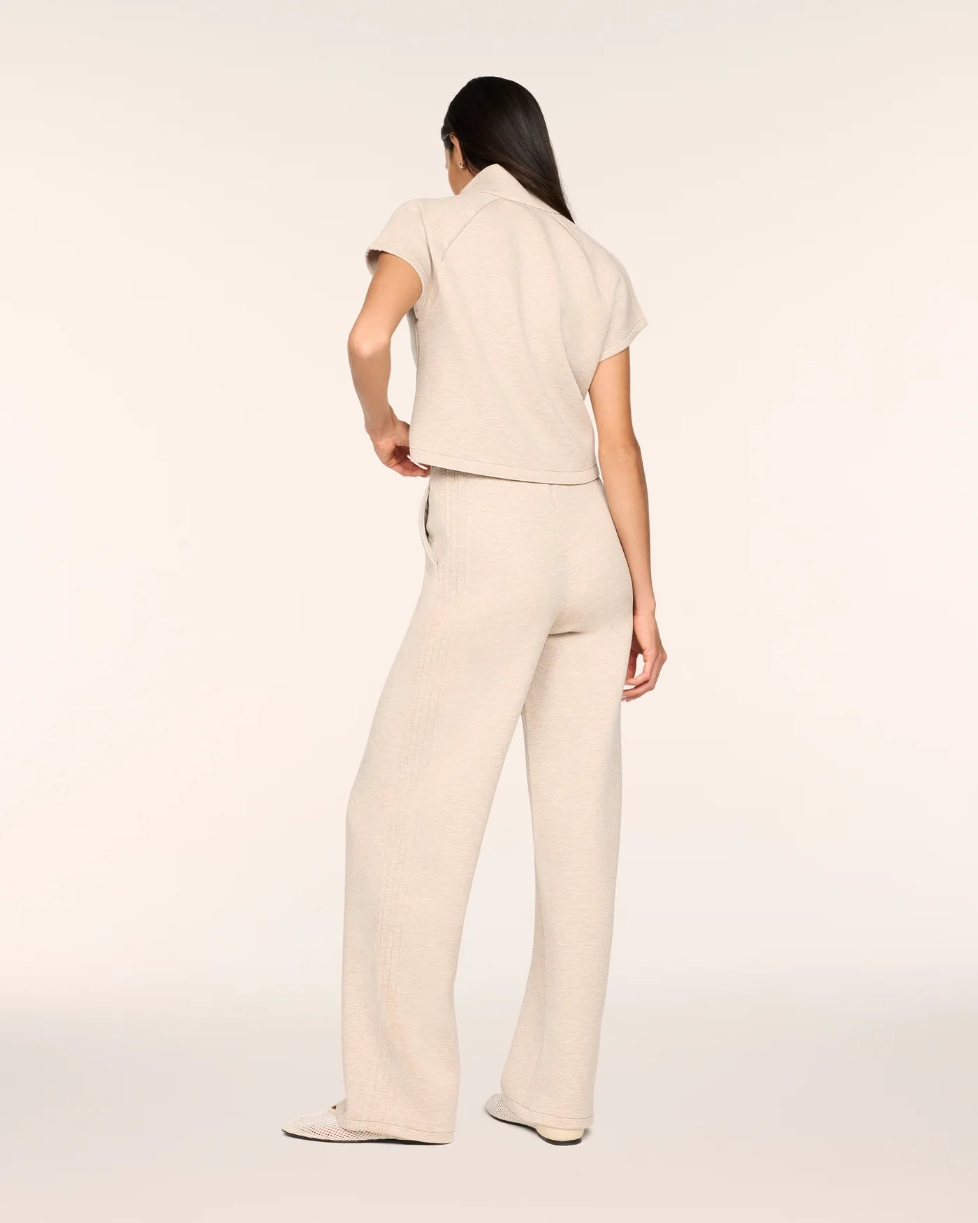 SP Pintuck Half Zip Jumpsuit BONE HEATHER