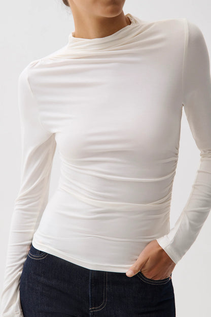 Pistola Nathalia LS Draped Mock Neck - SOFT WHITE