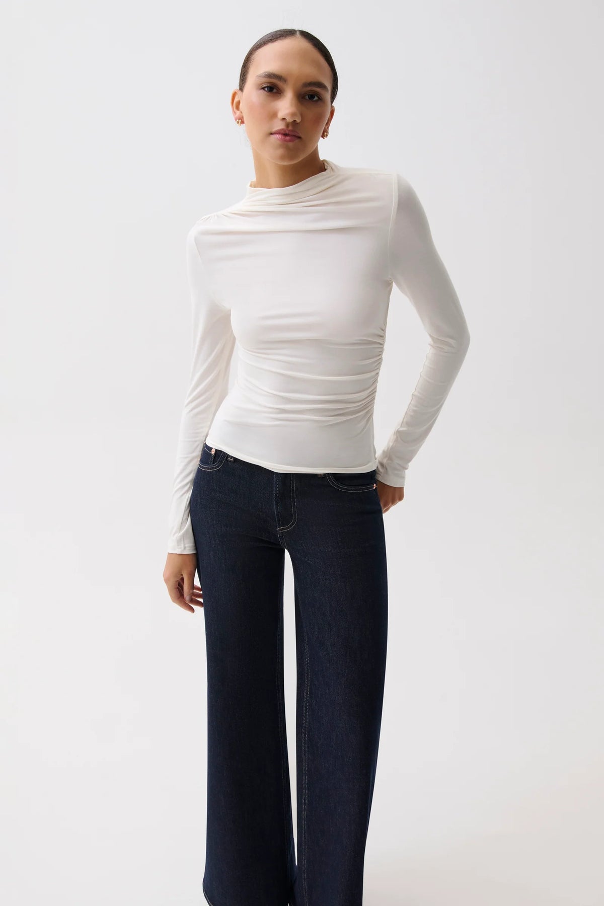 Pistola Nathalia LS Draped Mock Neck - SOFT WHITE
