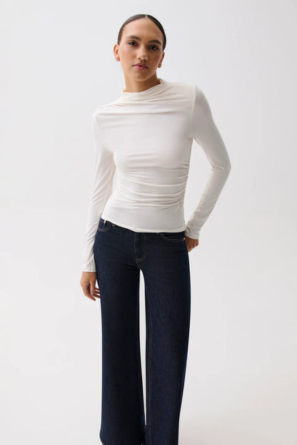 Pistola Nathalia LS Draped Mock Neck - SOFT WHITE