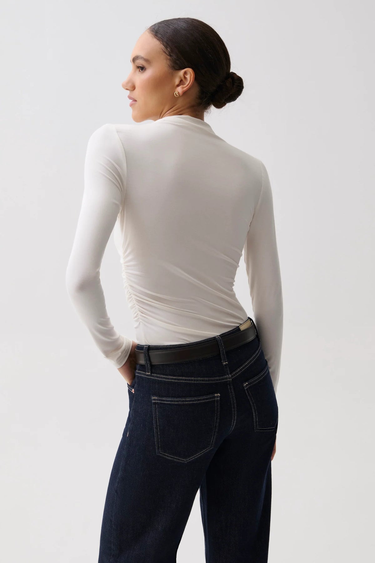 Pistola Nathalia LS Draped Mock Neck - SOFT WHITE