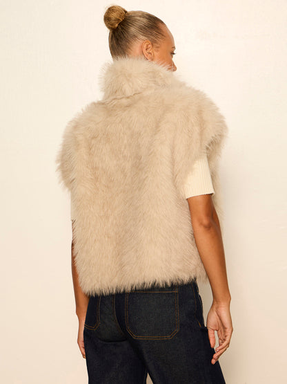 Sanctuary Silky Fur Vest - ALMOND CREAM