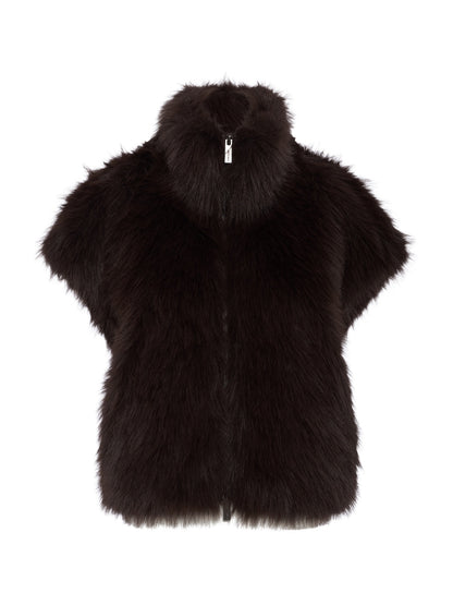 Sanctuary Silky Fur Vest - ESPRESSO MARTINI