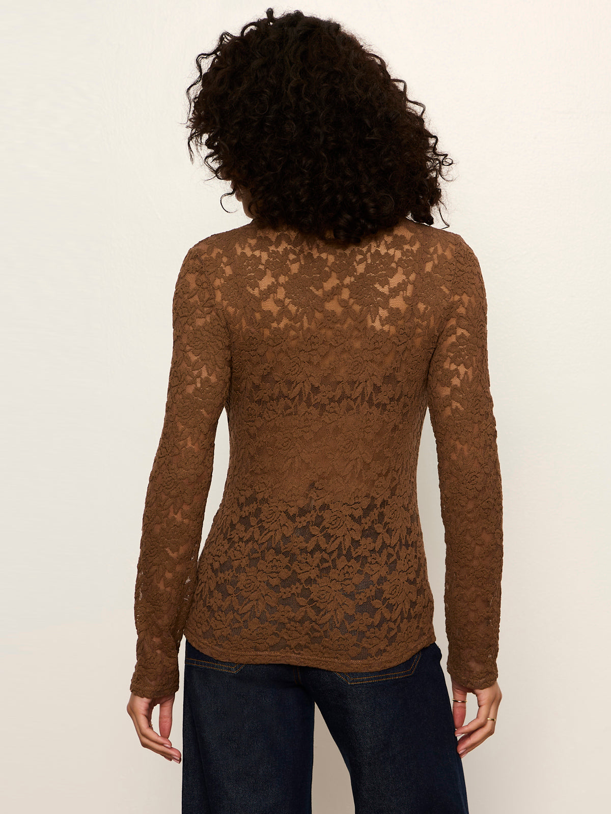 Sanctuary Dreamer Lace Shirt - COCOA POWDER