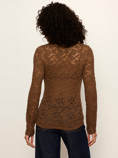 Sanctuary Dreamer Lace Shirt - COCOA POWDER