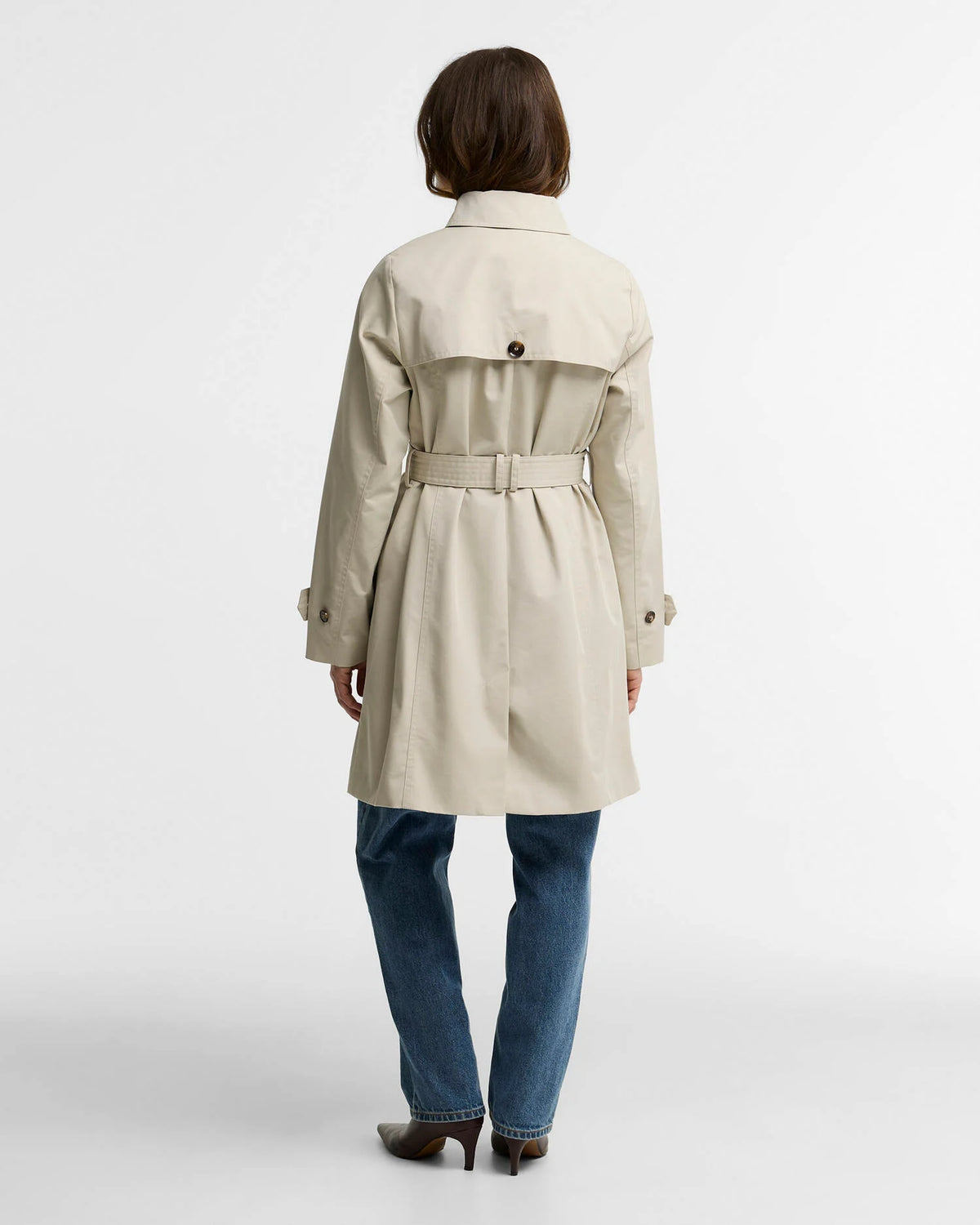 Barbour Short Greta Trench Coat - MIST/BIRCHWOOD