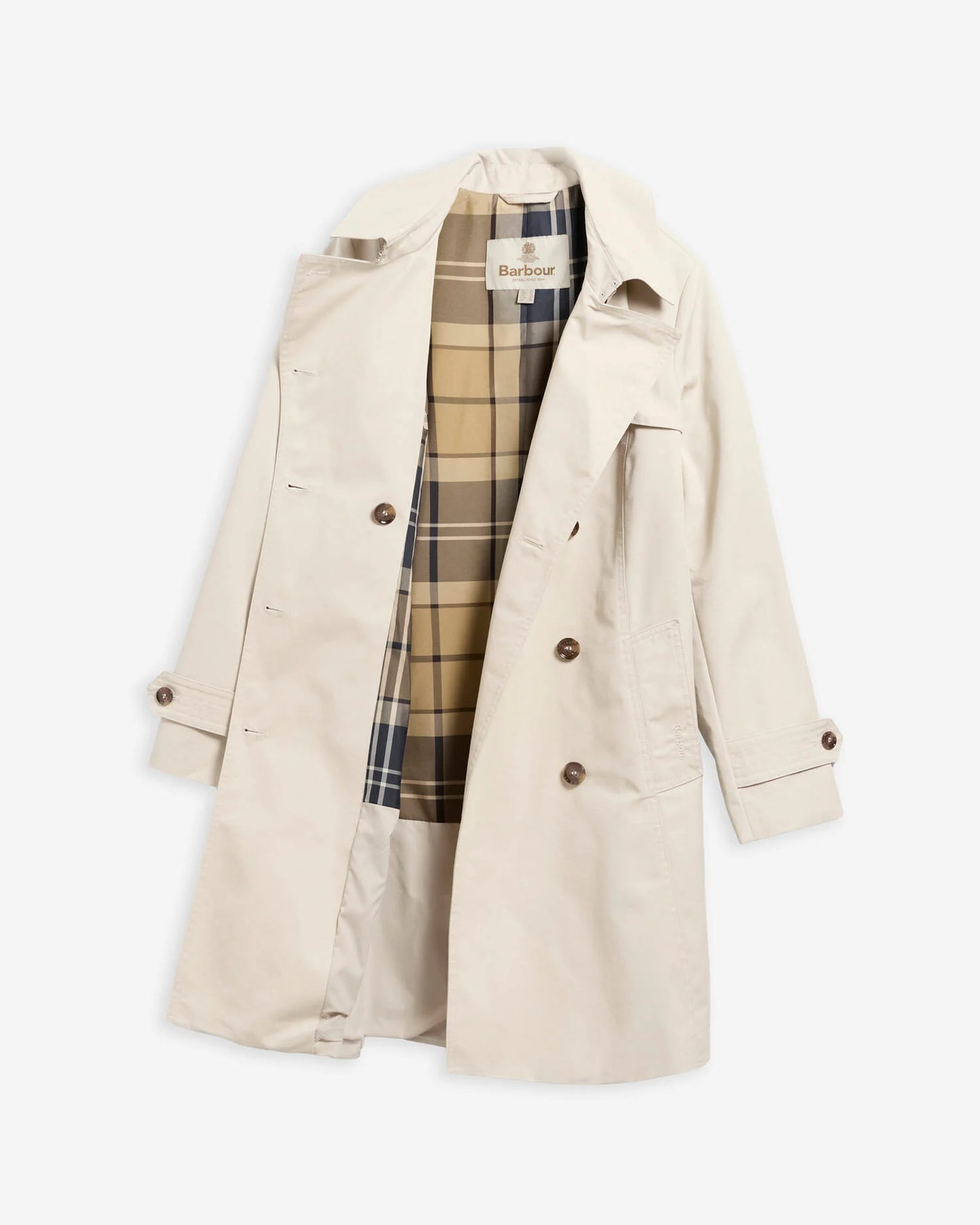 Barbour Short Greta Trench Coat - MIST/BIRCHWOOD