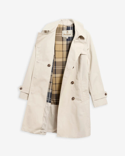 Barbour Short Greta Trench Coat - MIST/BIRCHWOOD