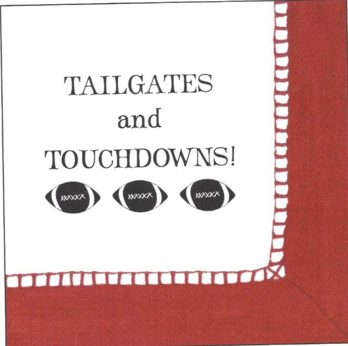 Caspari Tailgates & Touchdowns Cocktail Napkin - LINEN RED